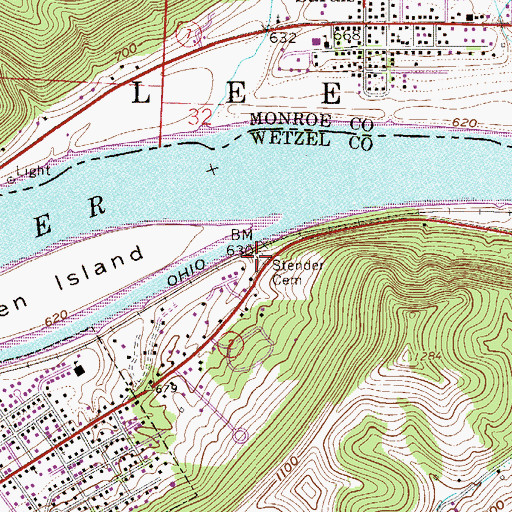 Topographic Map of Stender Cemetery, WV