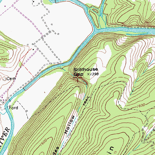 Topographic Map of Stillhouse Gap, WV