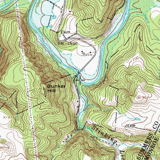 Topographic Map of Stinking Lick Creek, WV
