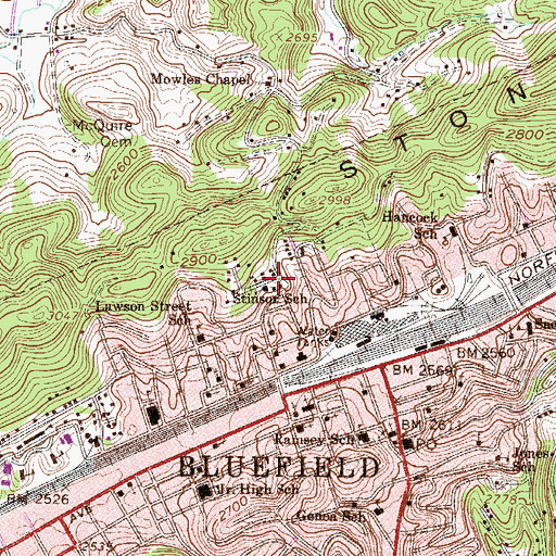 Topographic Map of Stinson School (historical), WV