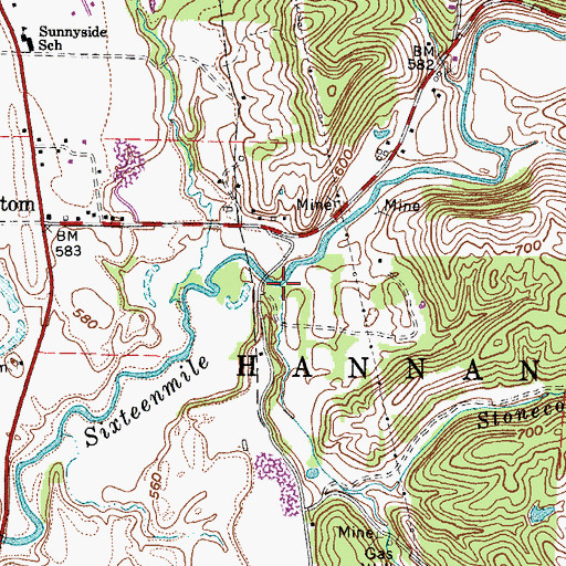 Topographic Map of Stonecoal Run, WV