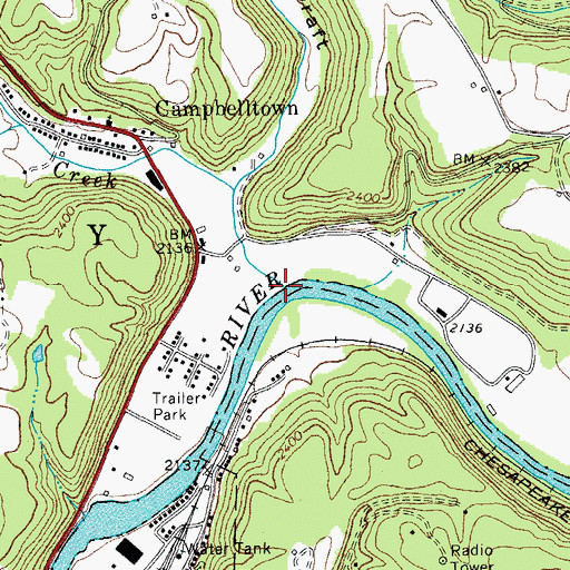 Topographic Map of Stony Creek, WV