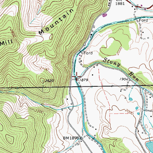 Topographic Map of Stony Run, WV
