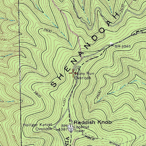 Topographic Map of Stony Run Overlook, WV