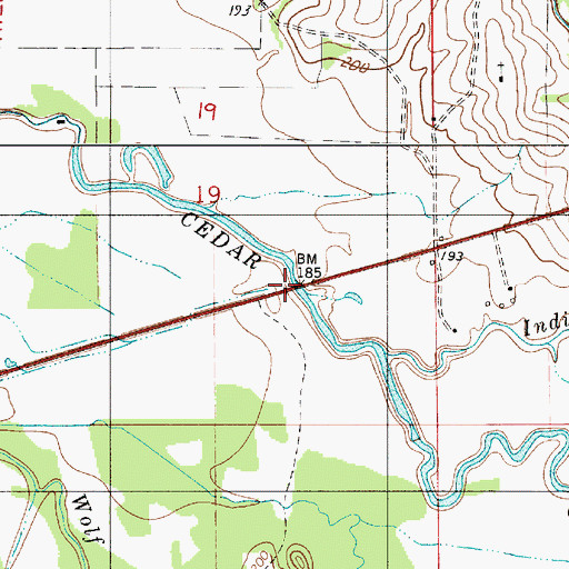Topographic Map of Wolf Creek, AL