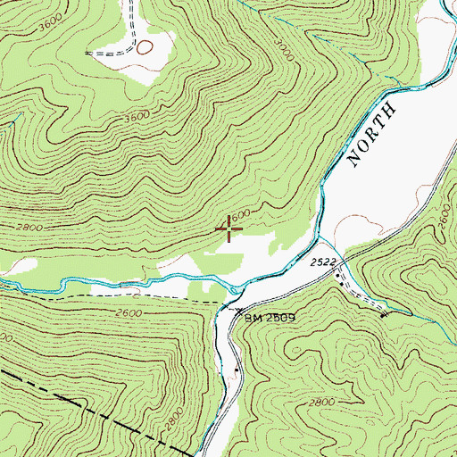 Topographic Map of Straight Fork, WV