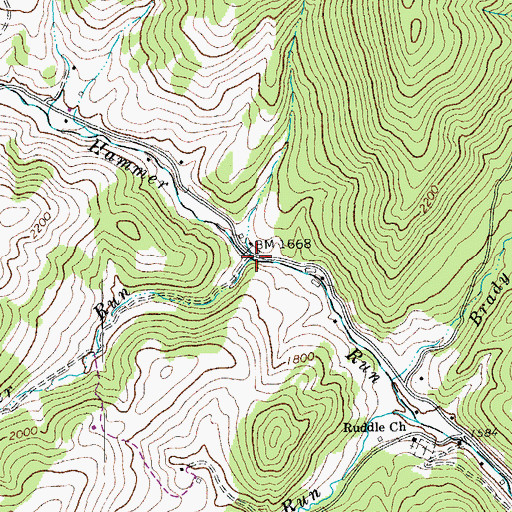 Topographic Map of Strauter Run, WV