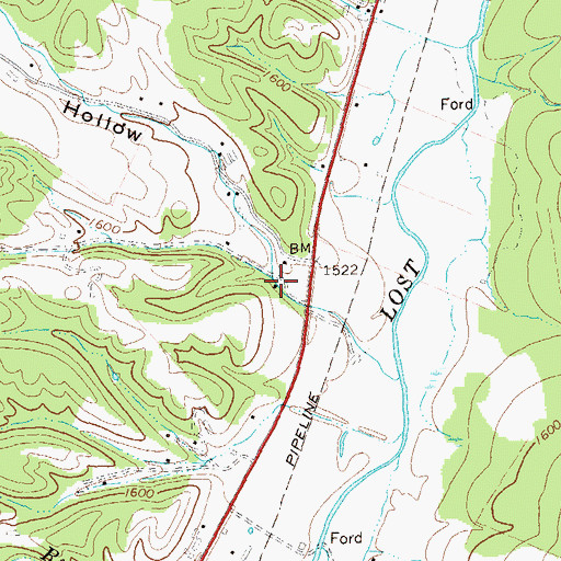 Topographic Map of Strawderman Hollow, WV