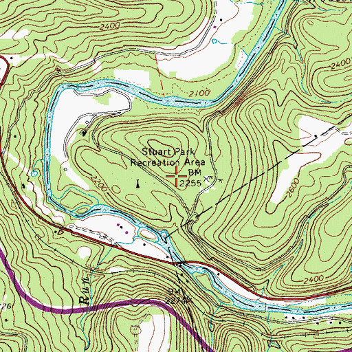 Topographic Map of Stuart Recreation Area, WV