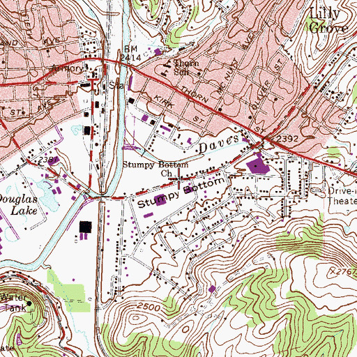 Topographic Map of Stumpy Bottom Church, WV