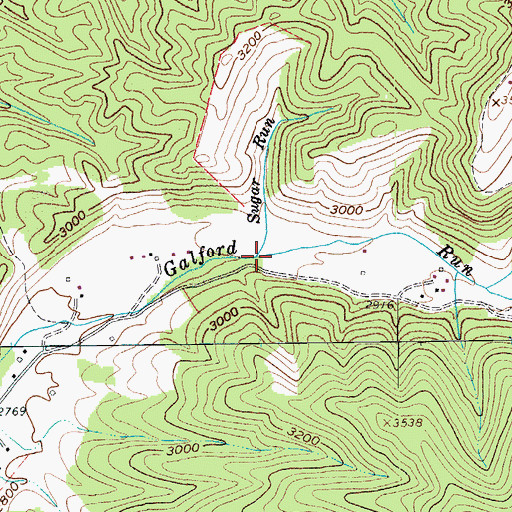 Topographic Map of Sugar Run, WV