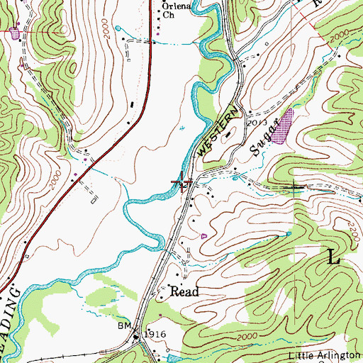 Topographic Map of Sugar Run, WV