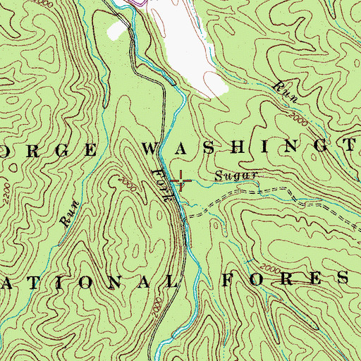 Topographic Map of Sugar Run, WV