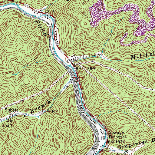 Topographic Map of Sugarcamp Branch, WV