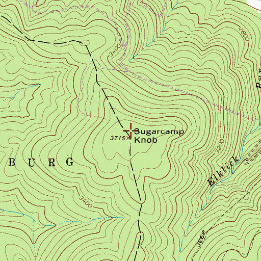 Topographic Map of Sugarcamp Knob, WV