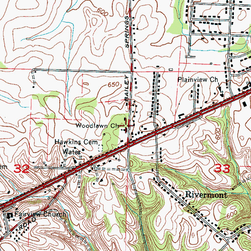 Topographic Map of Woodlawn Church of Christ, AL