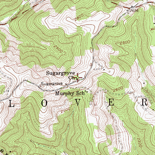Topographic Map of Sugargrove Church, WV