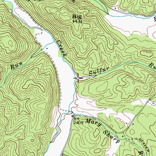 Topographic Map of Sulfur Run, WV