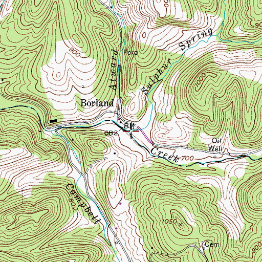 Topographic Map of Sulphur Spring Run, WV