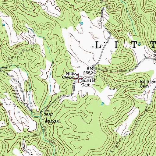 Topographic Map of Sunset Cemetery, WV