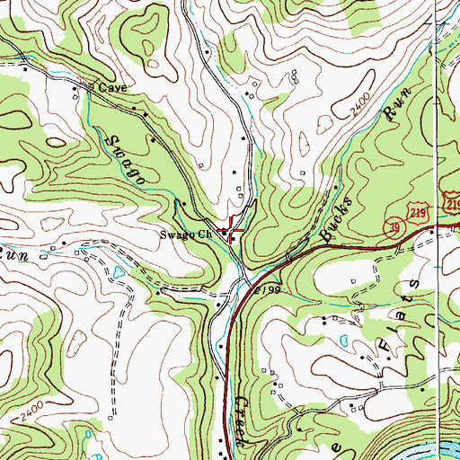Topographic Map of Swago Church, WV