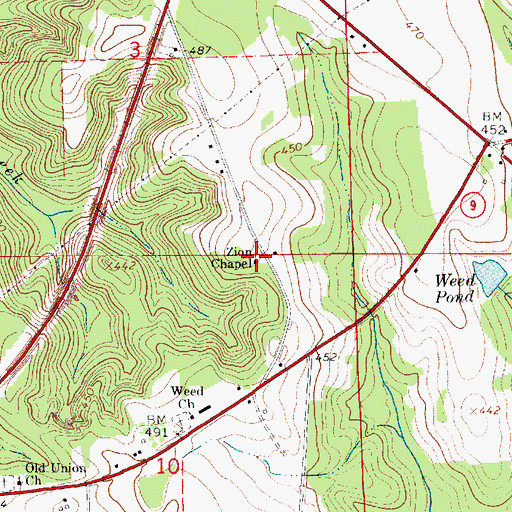 Topographic Map of Zion Chapel, AL