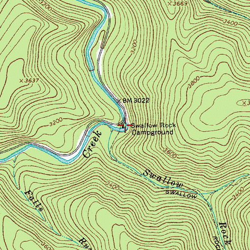 Topographic Map of Swallow Rock Campground, WV