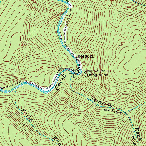Topographic Map of Swallow Rock Run, WV