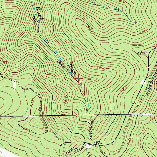 Topographic Map of Swallow Rock Trail, WV