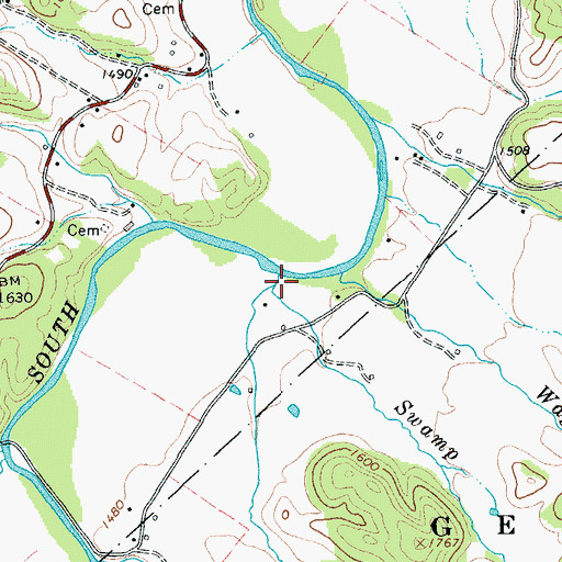 Topographic Map of Swamp Run, WV