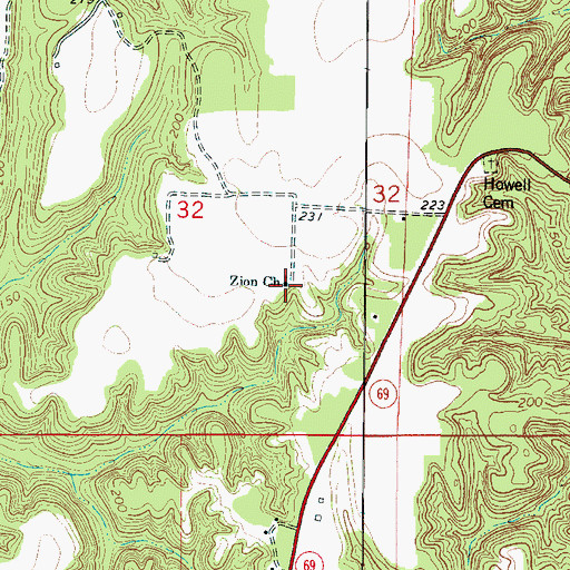 Topographic Map of Zion Church, AL
