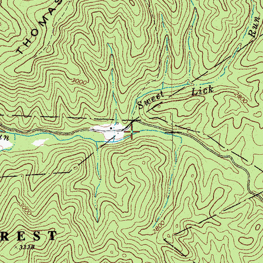 Topographic Map of Sweet Lick Run, WV