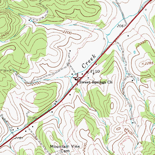 Topographic Map of Sweet Springs Church, WV