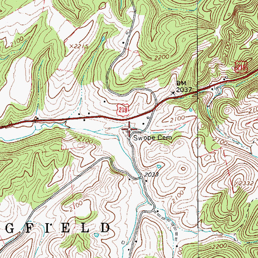 Topographic Map of Swope Cemetery, WV