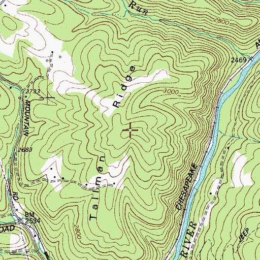 Topographic Map of Tallman Ridge, WV