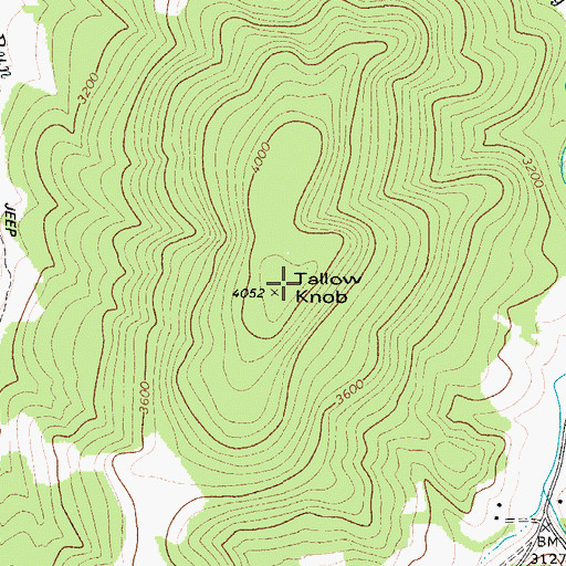 Topographic Map of Tallow Knob, WV