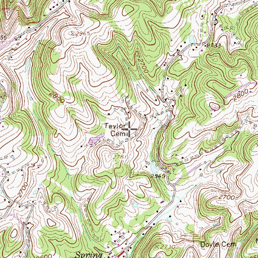 Topographic Map of Taylor Cemetery, WV