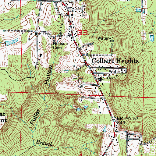Topographic Map of Colbert Heights First Baptist Church, AL