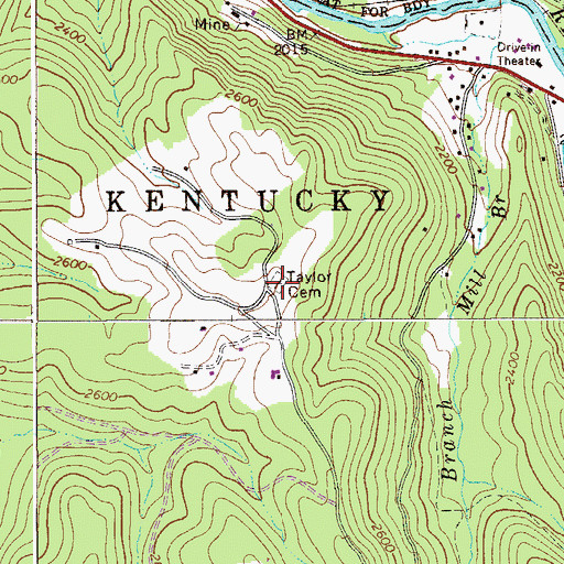 Topographic Map of Taylor Cemetery, WV