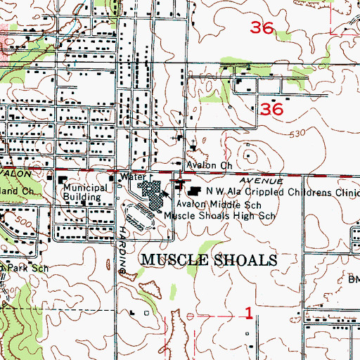 Topographic Map of First United Methodist Church, AL