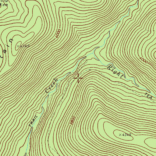 Topographic Map of Tea Creek Trail, WV