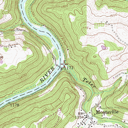Topographic Map of Teter Creek, WV