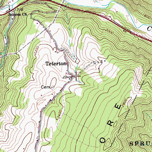 Topographic Map of Teterton, WV
