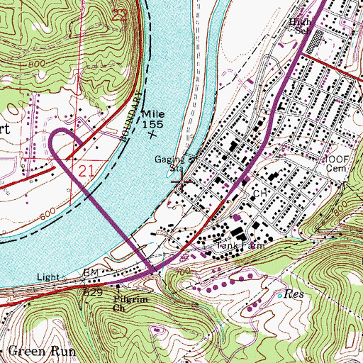 Topographic Map of The Thoroughfare, WV