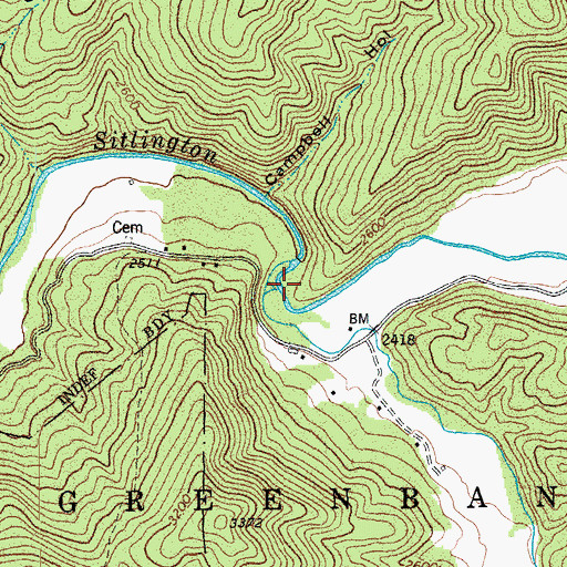 Topographic Map of Thomas Creek, WV