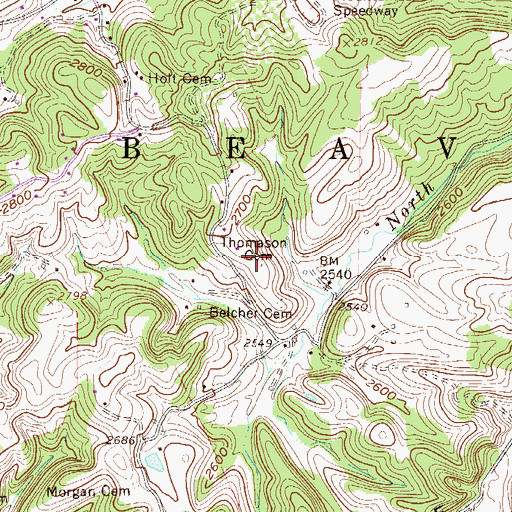 Topographic Map of Thomason Cemetery, WV