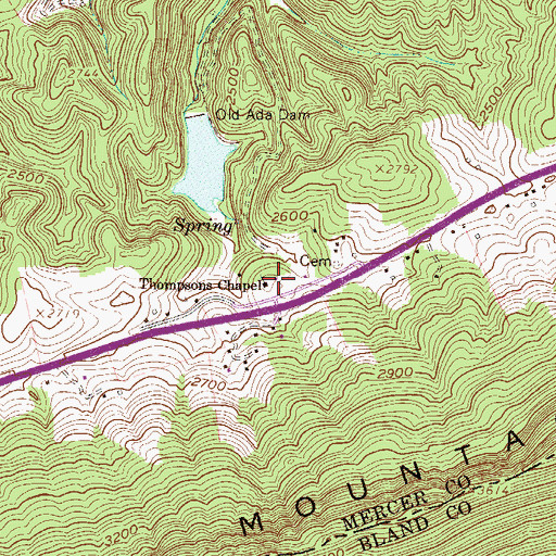 Topographic Map of Thompson Chapel United Methodist Church, WV