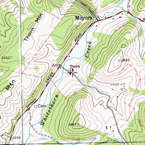Topographic Map of Thorn Church, WV