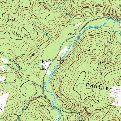 Topographic Map of Three Spring Run, WV