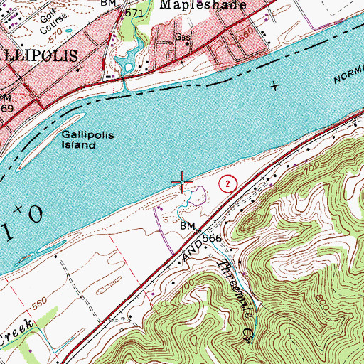 Topographic Map of Threemile Creek, WV